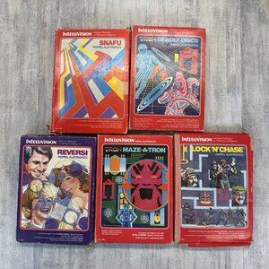 Vintage Intellivision Snafu Reversi Tron Deadly Discs Maze-a-tron Lock N Chase